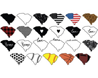 SOUTH CAROLINA SVG, Südcarolina Clipart, Südcarolina Silhouette Dateien für Cricut, Südcarolina Umrisse