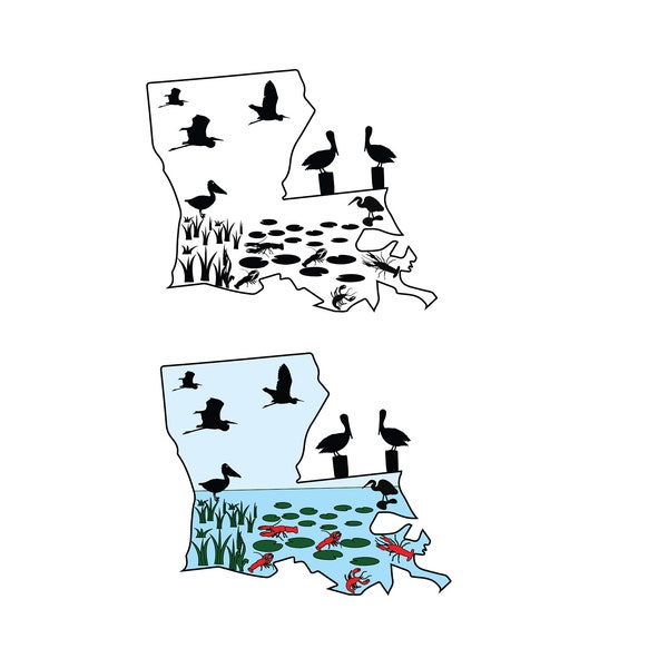 Louisiana SVG, Louisiana SVG Files, Crawfish SVG, Pelican Svg, Egrets Svg, Cricut, Silhouette Cameo, ScanNCut, Swamp Svg, Louisiana Clipart