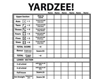 yahtzee score etsy