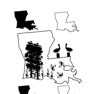 Louisiana Clipart, Crawfish, Pelican, Cypress Tree, Silhouette, Cricut, ScanNCut, Scrapbook, SVG, DXF, Cut file, Clip Art, Jpeg