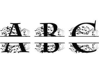 SPLIT MONOGRAM Alphabet SVG, Split Monogram Letters, Split Monogram Letters for Cricut