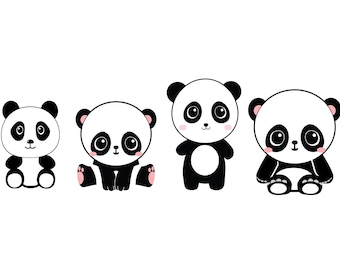 PANDA SVG, Cute PANDA Svg, Cartoon Panda Svg, Panda Clipart, Cricut, Silhouette Cameo, ScanNCut, Arquivos SVG para Cricut, Arquivos de corte, Dxf