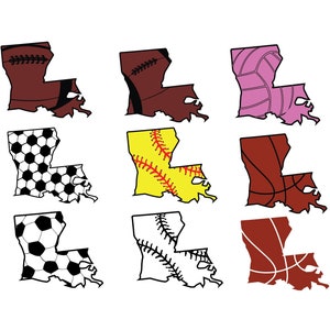 Kaart van LOUISIANA voetbal voor Cricut, Louisiana sport Svg-bestanden, Louisiana sport Clipart kaart, Louisiana voetbal Svg-bestanden