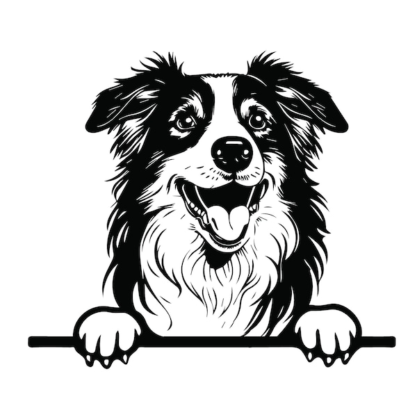 PEEKING AUSTRALIAN SHEPHERD Svg, Peeking Australian Shepherd Clipart, Peeking Australian Shepherd Svg Files For Cricut