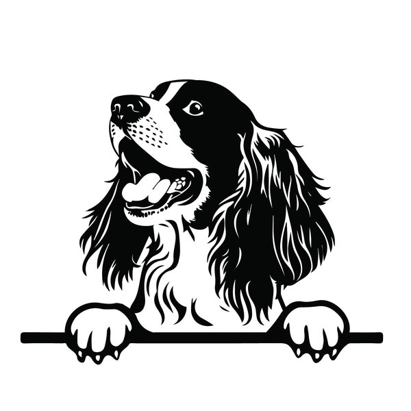 PEEKING ENGLISH SPRINGER Spaniel Svg, Peeking English Springer Spaniel Clipart, Peeking English Springer Spaniel Svg Files Pour Cricut