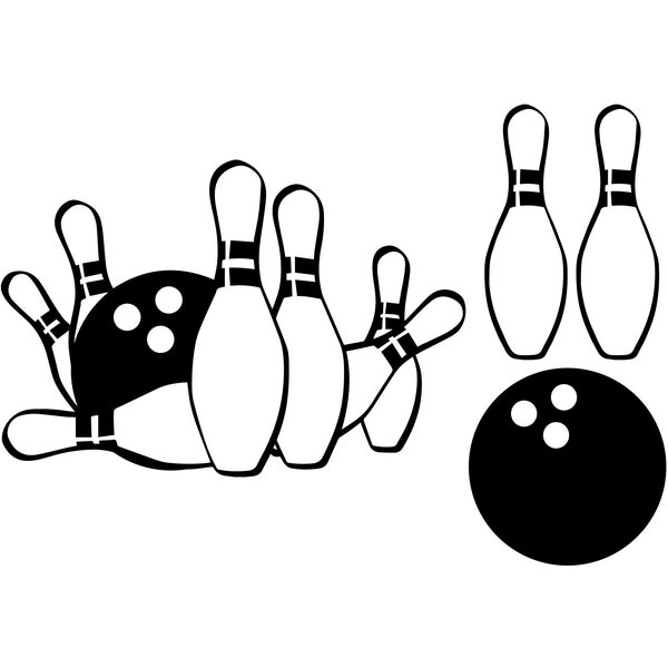 Bowling, Bowling SVG, Bowling SVG Files, SVG Files, Silhouette Cameo, ScanNCut, Cricut, Bowling Clipart, Bowling Svg Cut File, Ball and Pins