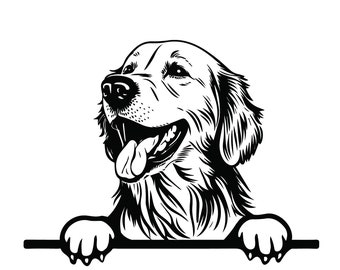 PEEKING GOLDEN RETRIEVER Svg, Peeking Golden Retriever Clipart, Peeking Golden Retriever Svg Files For Cricut