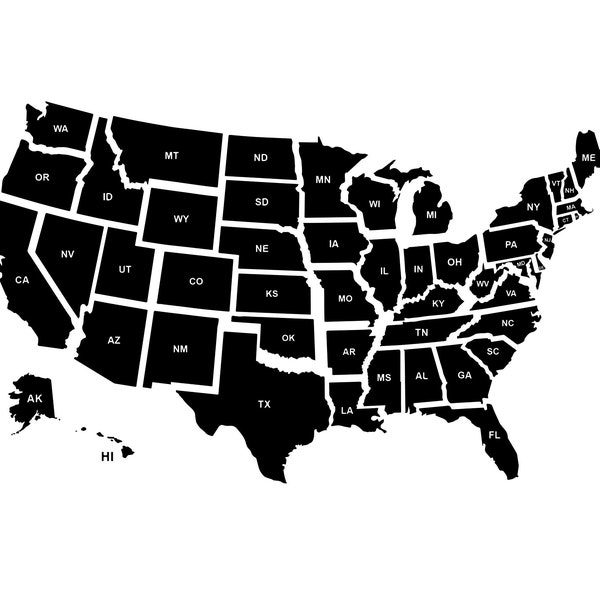 USA MAP SVG Files, States Svg Files For Cricut, All States Svg file, States Cutting File Svg