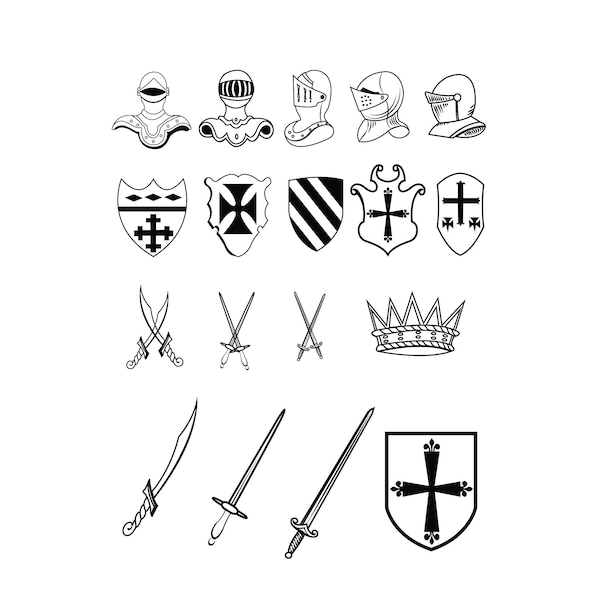 Medieval svg, SVG, Knights, crosses swords, helmets svg,Silhouette Cameo, Cricut, ScanNCut, Scrapbook, cutting machines, Silhouette, PNG