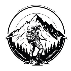 VANDRINGSSVG, VANDRINGSCLIPARK, vandrings-SVG-filer för Cricut, vandrings-SVG-klippfiler, vandrar-SVG, camping-SVG bild 1