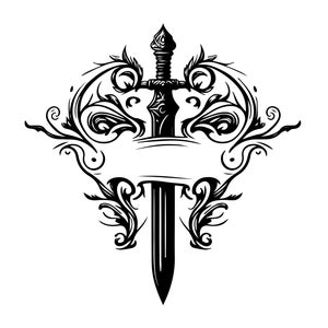 SWORD MONOGRAM SVG, Sword Monogram Clipart, Sword Monogram Svg Cut Files, Sword Flourish Svg