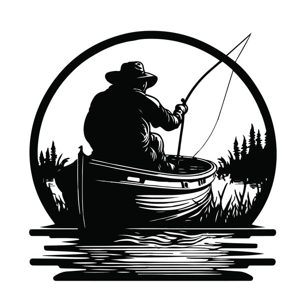 FISHERMAN in BOAT SVG, Fishing Svg Cut Files for Cricut, Fishing Clipart
