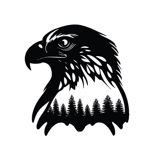 EAGLE SVG, EAGLE Clipart, Evergreen Pines Svg Files For Cricut, Camping Svg Cut File, Outdoors Svg