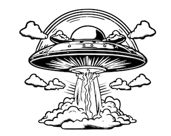 UFO SVG, UFO Svg Cut Files for Cricut, Ufo Clipart, Ufo Outline Svg, Alien Svg File
