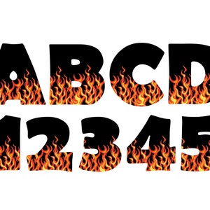 BURNING LETTERS ALPHABET Svg, Burning Letters Alphabet Clipart, Flame Font Svg per Cricut