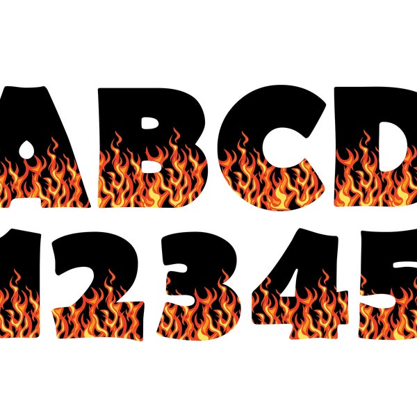 BURNING LETTERS ALPHABET Svg, Burning Letters Alphabet Clipart, Flame Font Svg for Cricut