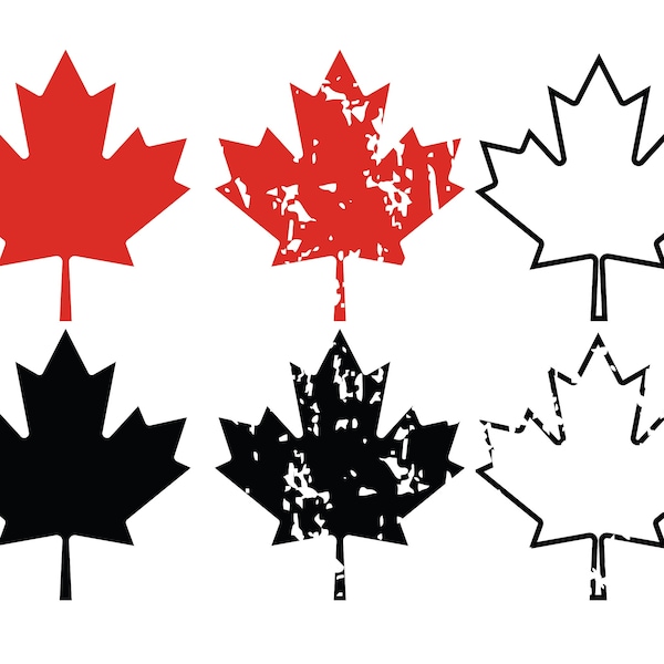 CANADIAN MAPLE LEAF Svg, Distressed Maple Leaf Svg, Maple Leaf Outline Svg, Maple Leaf Cut Dateien für Cricut