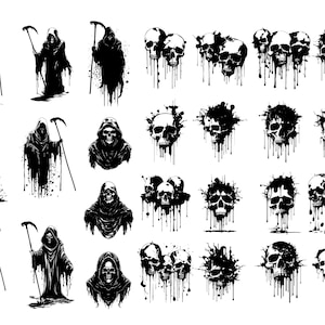 DRIPPING SKULLS SVG, Sensenmann svg, Schädel svg geschnittene Dateien für Cricut, Halloween svg, Gothic svg