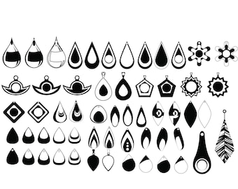 Łza SVG, Wisiorek SVG, Pliki SVG, Cricut, Łza Wektor, Sylwetka Cameo, ScanNCut, Biżuteria Pliki SVG, Skórzane kolczyki SVG, Clipart