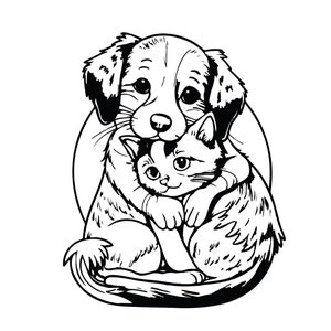 Chat et chien SVG, clipart chat et chien, chat et chien coupe fichiers Svg pour Cricut, propriétaire d'animal de compagnie Svg