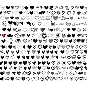 Coeur Bundel SVG, coeur Doodle Svg, coeur Svg couper des fichiers pour Cricut, coeur Clipart, coeur dessiné à la main Svg
