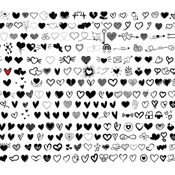 HEART Bundel SVG, HEART Doodle Svg, Heart Svg Cut Files For Cricut, Heart Clipart, Hand Drawn Heart Svg