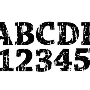 FILE SVG FONT DISTRESSED, Clipart Font distressed, Carattere grunge Svg, Lettere e numeri in difficoltà File Svg