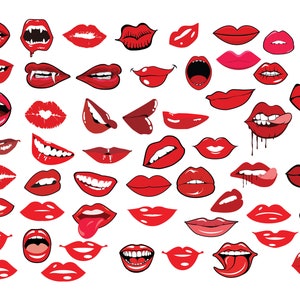 LIPPEN SVG-BUNDEL, lippen clipart bundel, bijtende lippen Svg, druipende lippen Svg, Kiss Svg-bestanden