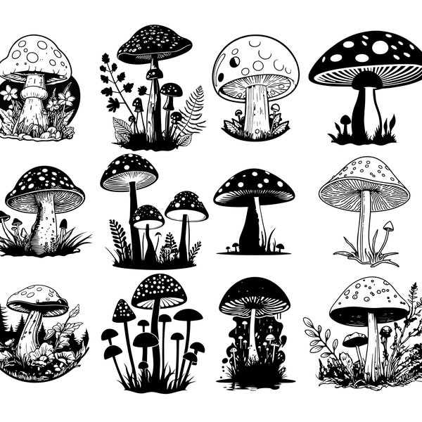 MUSHROOM SVG, MUSHROOM Clipart, Mushroom Svg cut files for Cricut, Fungi Svg Cut Files