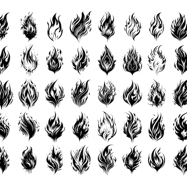 FIRE SVG Bundle, FLAMES Svg, Fire Clipart, Flames Svg Cut Files For Cricut, Fire Cut Files