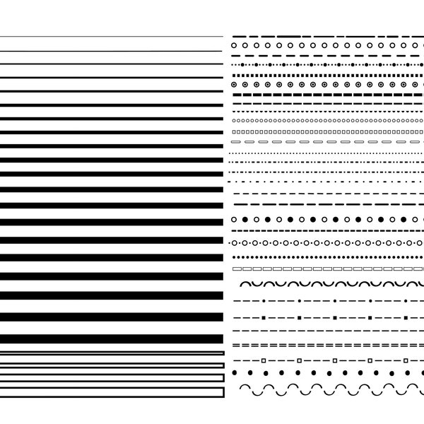 BASIC LINE SVG, Gepunktete Linien svg, Basic Straight Lines svg, Dots svg Dateien für Cricut, Dashed Lines svg