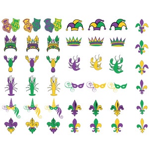 MARDI GRAS SVG Bundle, Mardi Gras Clipart Bundle, Mardi Gras Bundle for Cricut