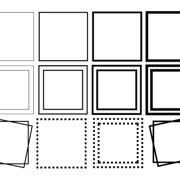 SQUARE FRAMES Diffrent Strokes SVG, Square Frame Svg, Double Square Frames Svg, Square Outline Svg