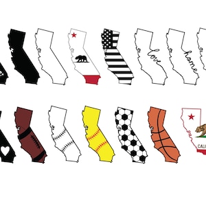 CALIFORNIA STATE SVG Bundle, California State Clipart, silhouette de l'État de Californie coupe des fichiers pour Cricut