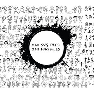 STICK Figures SVG Bundle, STICK Family Svg Cut Files, Svg Files for Cricut, Stick Figures Clipart