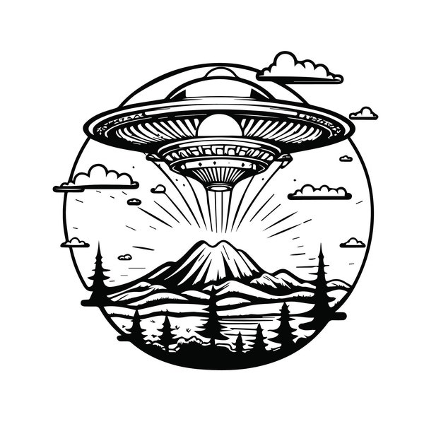 UFO SVG, UFO Svg Cut Files for Cricut, Ufo Clipart, Ufo Outline Svg, Alien Svg File