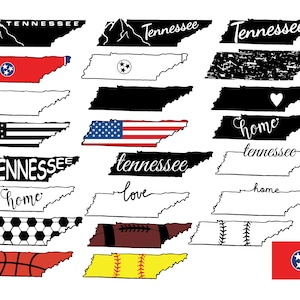 TENNESSEE STATE SVG-bundel, Tennessee State Clipart, Tennessee State silhouet gesneden bestanden voor Cricut (Verenigde Staten)