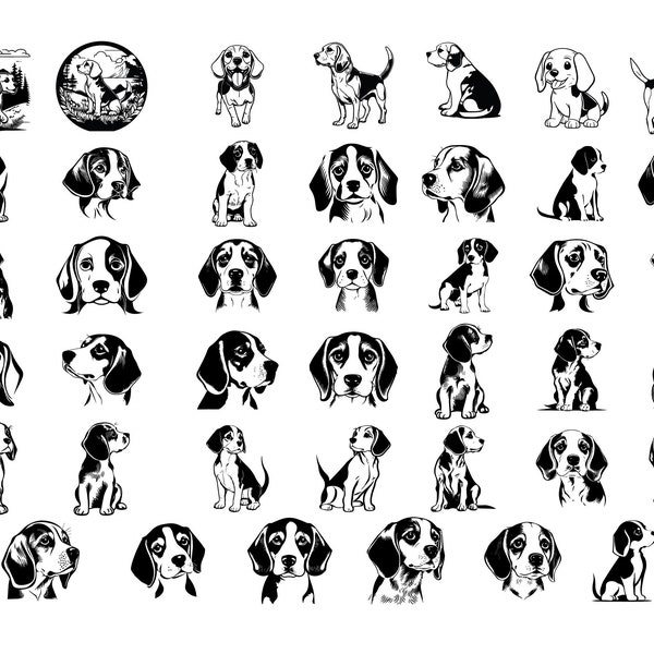 BEAGLE SVG, BEAGLE Clipart, fichiers Svg Beagle pour Cricut, Beagle Silhouette Svg, svg chien