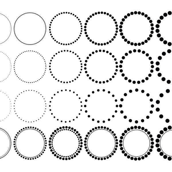DOTTED CIRCLE SVG, clipart de cercle pointillé, svg de cadre pointillé, fichiers de coupe svg de cercle pointillé pour Cricut