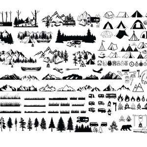 CAMPING SVG Bundle, CAMPING Clipart, Camping Svg coupe des fichiers pour Cricut, Camp Life Svg, Camper Svg