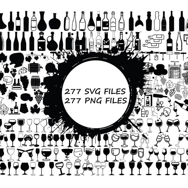 WINE SVG Bundle, WINE Svg Cut Files, Wine Clipart, Wine Cut Files, Wine Drinking Svg, Wine Glass Svg