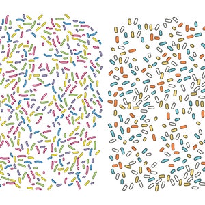 May include: A colorful abstract pattern with a variety of colored lines and shapes. The pattern is divided into two sections, with the left section featuring a more complex design and the right section featuring a simpler design.