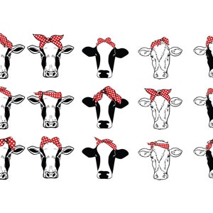 COW BANDANA SVG, Cow with bandana clipart, Cow head svg file for Cricut, Farm svg, Heifer Svg