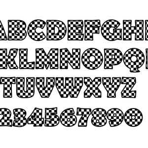 CHECKERED ALPHABET and Numbers SVG Files, Checkered Alphabet and Numbers Clipart, Checkered Alphabet for Cricut