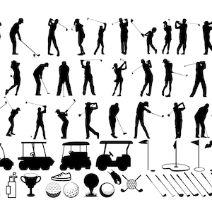 Lot de GOLF SVG, Clipart GOLF, fichiers Svg de golf pour Cricut, Svg de papa de golf, Silhouette de golf