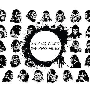 GORILLA HEAD SVG, Gorilla Head Svg, Gorilla Clipart, Gorilla Head Svg Cut File For Cricut, Gorilla Face svg