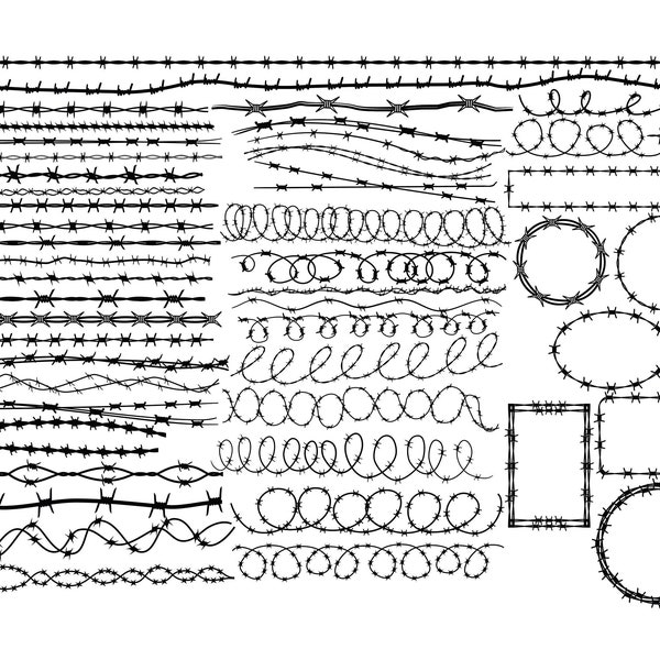 BARBED WIRE SVG, Barbed Wire Svg fichiers coupés pour Cricut, Barbed wire clipart, Barbed Wire Frame Svg