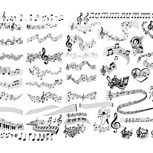 NOTE MUSICALI SVG, Clipart di note musicali, Note musicali Svg, File SVG di note musicali per Cricut
