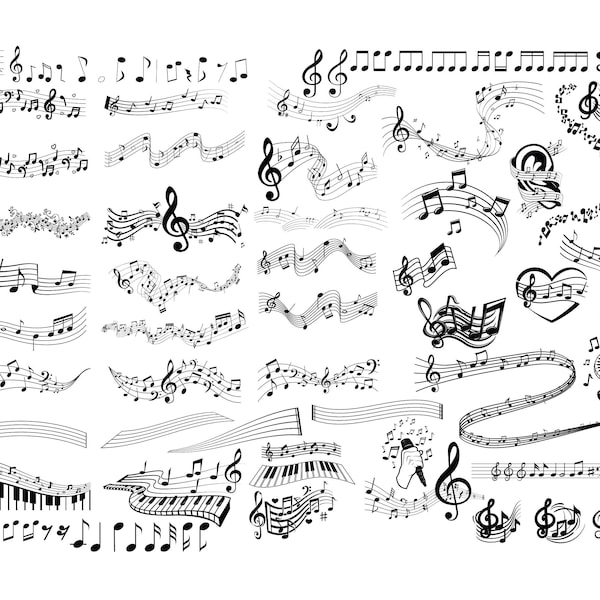 MUSICAL NOTES SVG, Musical Notes Clipart, Music Notes Svg, Musical notes svg files for Cricut
