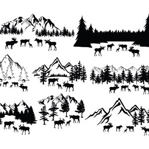 ELANDEN SVG, MOUNTAIN Svg, wilde elanden Svg, berg en elanden Svg, elanden gesneden bestanden voor de Cricut